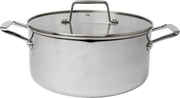 Frigidaire 5 QT Tri-Ply Stainless Steel Casserole with Pour Spouts and Straining Lid