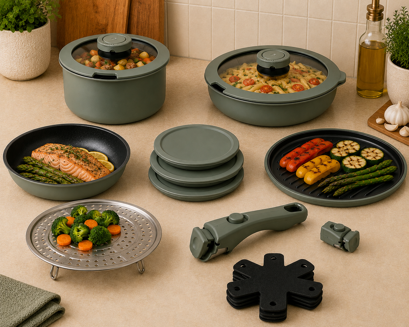 Frigidaire 15-Piece Pressed Aluminum Cookware Set
